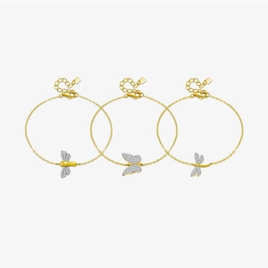 925 Sterling Silver Bee Butterfly Bracelet For Women Elegant Rhinestone Inlaid Animal Charm Chain Jewelry Fashion Anniversary Gift
