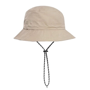 Waterproof foldable sun hat in beige with adjustable windproof drawstring for outdoor hiking