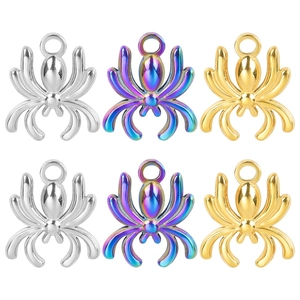 Spider Pendant Necklace Stainless Steel 18K Gold Plated Punk Gothic Hip Hop Jewelry For Men Women Trendy Accessories