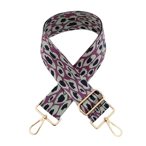 Tracolla regolabile da 5cm a motivo leopardato viola e grigio con ganci dorati