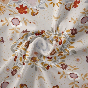 Bohemian mandala tapestry with sun and moon patterns on a vintage cream background