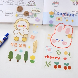 Cute cartoon transparent PVC stickers featuring duck and rabbit motifs for DIY decoration