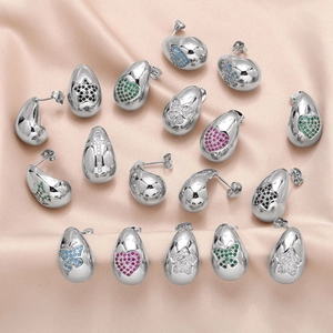 Orecchini a Goccia in Rame alla Moda Orecchini a Bottone con Strass Cuore Croce Farfalla Stella Placcati in Oro Argento per Donna
