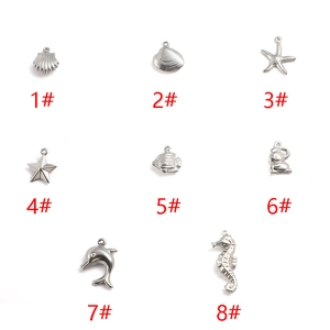 Eight assorted silver stainless steel marine ocean charms for DIY jewelry making