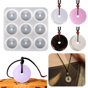 Translucent 9-Cavity Safety Buckle Silicone Mold For DIY Resin Casting Round Pi Disc Pendant Jewelry Making Craft Tool