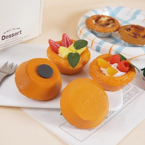 Realistic fruit egg tart fridge magnets made of PU foam for home kitchen decoration