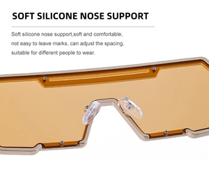 Detail of adjustable soft silicone nose pads on steampunk sunglasses for comfort