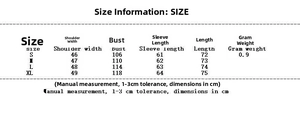Detailed size chart for women's loose lapel plush coat showing cm measurements for S-XL