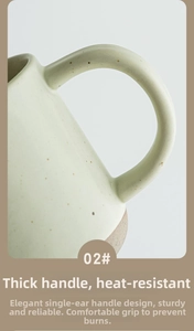 Close-up of matte Morandi ceramic espresso cup with speckled finish and thick handle
