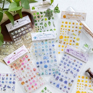 3D Stickers Transparent Acrylic Natural Plants Flower Leaves Patterns For Scrapbooking DIY Journaling Decoration Aesthetic Decorative