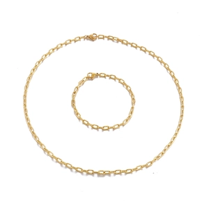 Stainless Steel Hammered Texture Link Chain Necklace And Bracelet For Women Men Punk Hip Hop Style Accessory