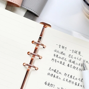 Transparent PVC 6-ring binder notebook with rose gold metal rings and lined paper