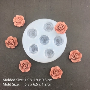 6-cavity rose silicone mold for resin gypsum and mousse cake with 1.9cm flower size