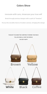 Sac bandoulière carré vintage pour femme avec serrure métallique en plusieurs couleurs