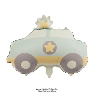 Matte finish police car foil balloon for kids birthday, light green color, 56cm x 50cm