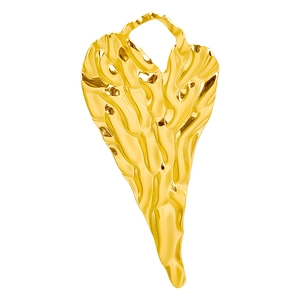 Pendentif cœur doré exagéré en acier inoxydable 304 avec texture fondue unique