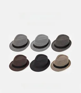Matrix view of vintage checkered fedora hats in six diverse classic British style colors