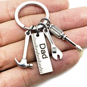 Stainless Steel Alloy Tools Keychain Hammer Wrench Screwdriver Ruler For Fathers Day Gift For Dad Grandpa Uncle