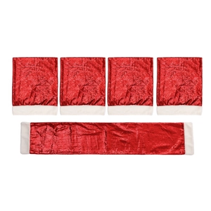 5-piece red sequined Christmas table runner and chair covers set for home holiday decor