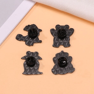 Set of four Halloween panda enamel pins featuring secure butterfly clutch and back textures