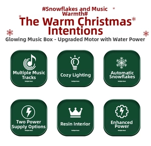 Christmas musical snow globe featuring internal lighting and automatic snow fluttering