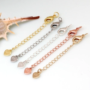 Chaînes d'extension 925 en or et argent avec pendentif coeur pour la création de bijoux