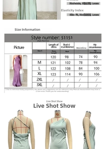 Size chart detail for sexy backless slim fit dress showing length and bust dimensions
