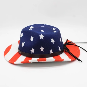 Chapeau de cowboy en paille style drapeau américain avec étoiles et rayures