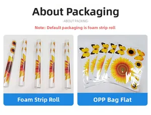 Detail of Christmas wall stickers in roll packaging and flat OPP bag shipping options
