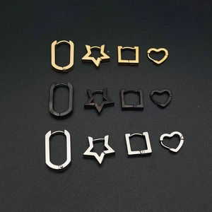 Stainless steel geometric hoop earrings set in gold, silver, and black finishes