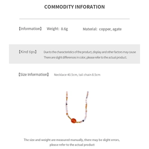 Detailed size and material specs for the gold-plated carnelian beaded necklace