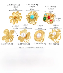Detailed size chart for stainless steel rings including weight and diameter measurements