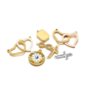 Stainless Steel Heart Cross Infinity Pendants For DIY Jewelry Making Rhinestone Enamel Charms For Necklace Bracelet Women