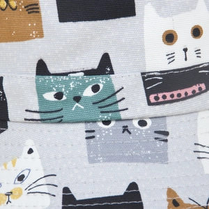 Fisherman hat with cute cartoon cat print made of durable canvas fabric