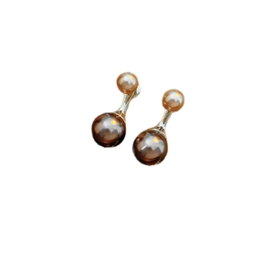 Boucles d'oreilles vintage en perles avec accents de fleurs en zircon et fini doré