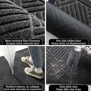 Durable non-slip gray striped rubber door mat for indoor and outdoor entryway use