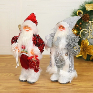 30cm Santa Claus figurine set with red and silver sequins for Christmas home decor