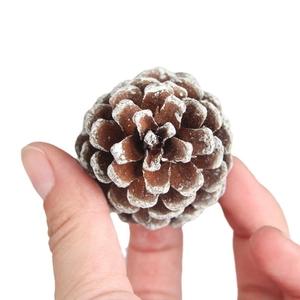 Pendaglio a forma di pigna natalizia da 5cm con neve artificiale per decoro invernale