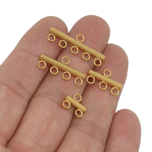 Golden multi-hole stainless steel jewelry connectors for DIY necklaces and earrings