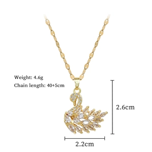 Detailed size specifications of the gold swan pendant necklace with crystal accents