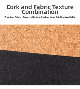Detail of A5 notebook showing eco-friendly cork and black diagonal fabric stitching