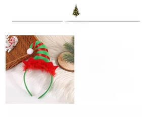 Detailed size specifications for the Christmas elf hat headband with red feathers