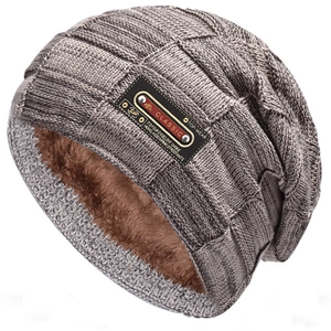 Winter Knitted Beanie Hat And Neck Warmer For Men Plush Lined Thickened Warm Acrylic Soft Outdoor Windproof Solid Color Elastic
