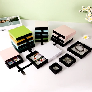 Suspended drawer jewelry box with PE film in various colors and sizes for rings and necklaces