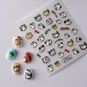 5D embossed cat nail art stickers with cute cartoon kittens and 3D relief texture