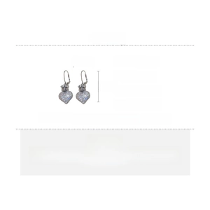 Detailed dimensions of crown heart earrings with cubic zirconia and copper material info