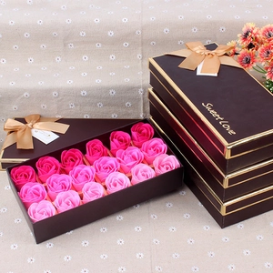 Scented Rose Soap Flower Gift Box With Ribbon Bow For Valentine Mother Day Anniversary Romantic Floral Present