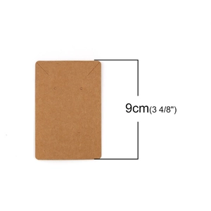 Brown kraft paper jewelry display card measuring 9cm with pre-cut holes for earrings