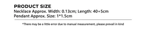 Detailed size chart for geometric gold-plated steel bead necklace and pendant set