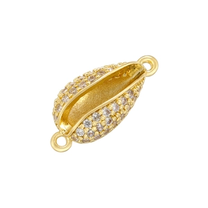 Golden shell jewelry pendant with sparkling cubic zirconia stones for DIY crafts